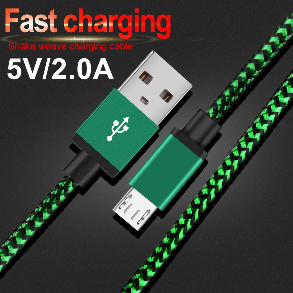 Быстрая зарядка Micro USB кабель плетеный для передачи данных мобильный телефон