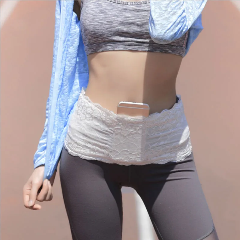 

Fashion Design Women Lace Waist Bag Pocket Stretch Money Phone Holder Fanny Hip Pack Non - Slip Lace Stretch Pockets Waist Packs