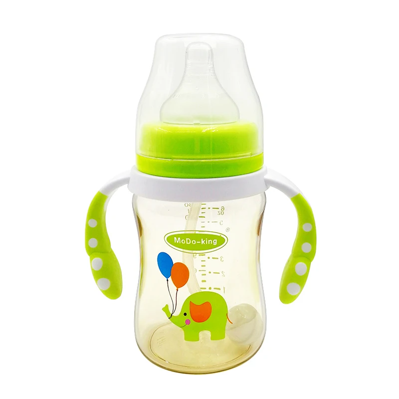 180ml MoDo-king детская бутылочка/бутылочка для кормления PPSU молоко силиконовая соска; Детские зубные кольца Питьевая бутылка 120/180/240/300 мл Детская кружка-непроливайка - Цвет: 180ml