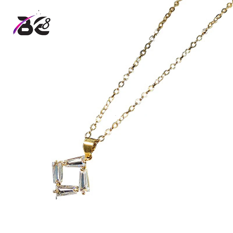 

Be 8 Popular AAA Cubic Zirconia Baguette Necklace for Women Geometric Shape Pendants Fashion Jewelry N057