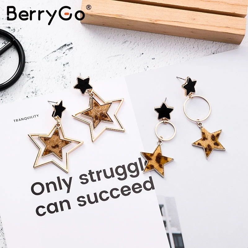 BerryGo Модные леопардовые кольца простые геометрические панк для женщин Висячие