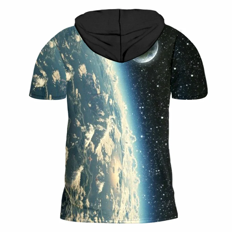 UJWI летняя футболка мужская галактика космическая Луна 3D печать Camisa Masculina