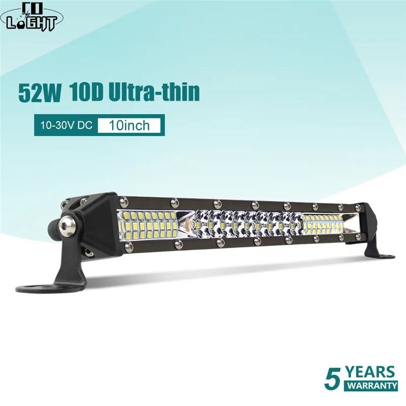 10D 10 inch 52W CO светильник 52 Вт 104 Вт 156 Вт 10D супер тонкий внедорожный светодиодный светильник бар точечный прожектор комбинированный луч светодиодный противотуманный светильник для грузовиков трактор УАЗ ATV - Цвет: 10D 10 inch 52W