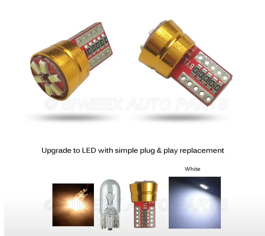 

2pcs Bright Canbus Error Free T10 W5W LED 3014 6 SMD Signal Lights Interior Lighting Auto Lamp Bulb White 12V