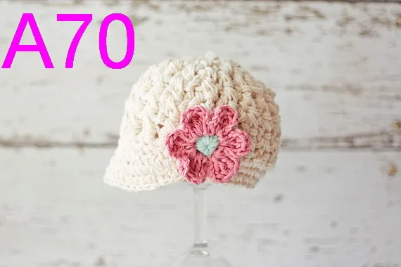 free shipping, 10pcs/lot 100% cotton crochet girls flower hat .Crochet baby Beanie caps - crochet baby Newsboy hat