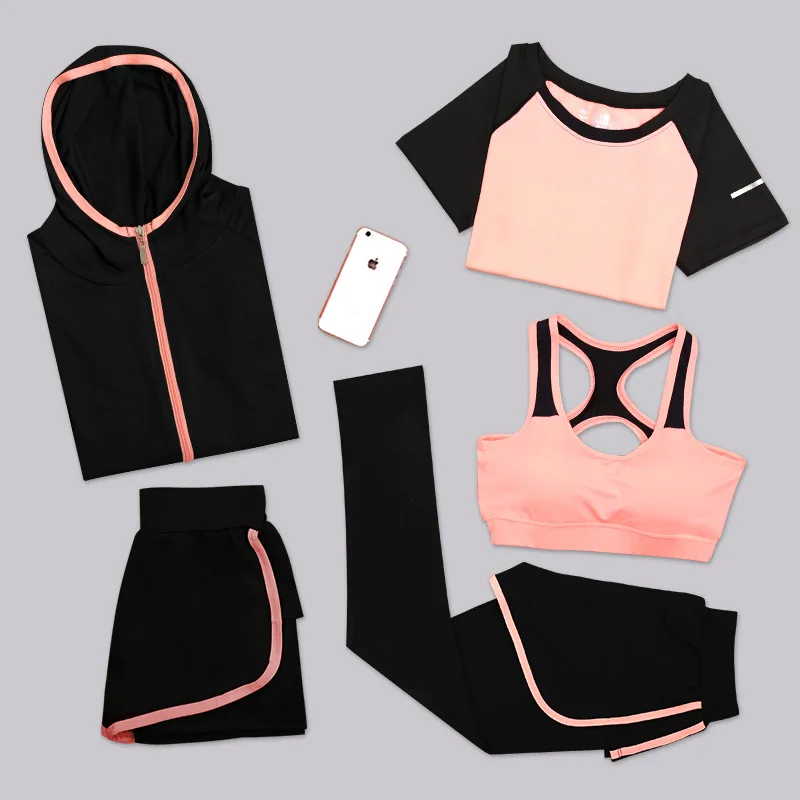 JINXIUSHIRT 5 шт. женский спортивный комплект для йоги бега фитнеса костюм с длинными