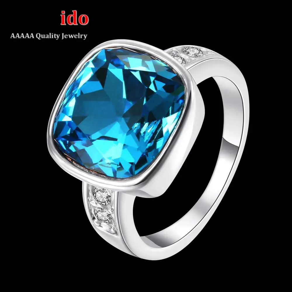 2017 Продвижение Кольца Для Женщин Анель Bague Femme Большой Синий Кольцо с Камнями Delicado