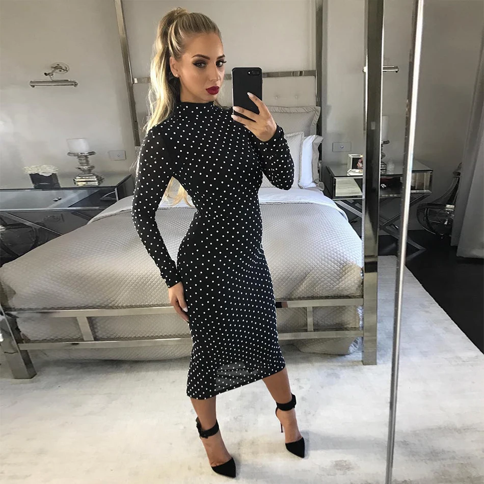 Новая осень 2018 знаменитости вечерние Бандажное платье Для женщин с длинным