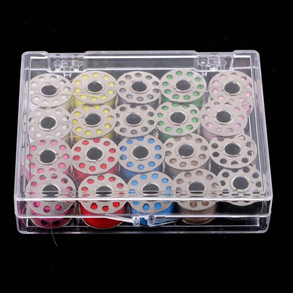 

20pcs Cotton Colorful Sewing Thread+20 Grid Stainless Steel Machine Bobbins