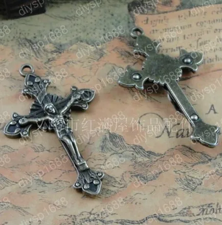 

30pcs/lot Zinc alloy bead Antique Bronze Plated 54*32MM cross Charms Pendants Fit Jewelry Making DIY JHA3262