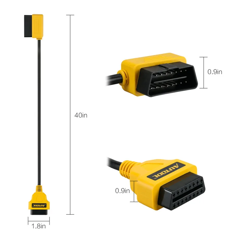 Диагностический удлинитель AUTOOL 1 м 100 см OBDII OBD2 16 Pin штекер-гнездо Удлинительный