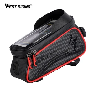 west biking waterproof cycling bags handlebar mtb bicycle panniers front frame touch screen mobile phone accessories bike basket free global shipping