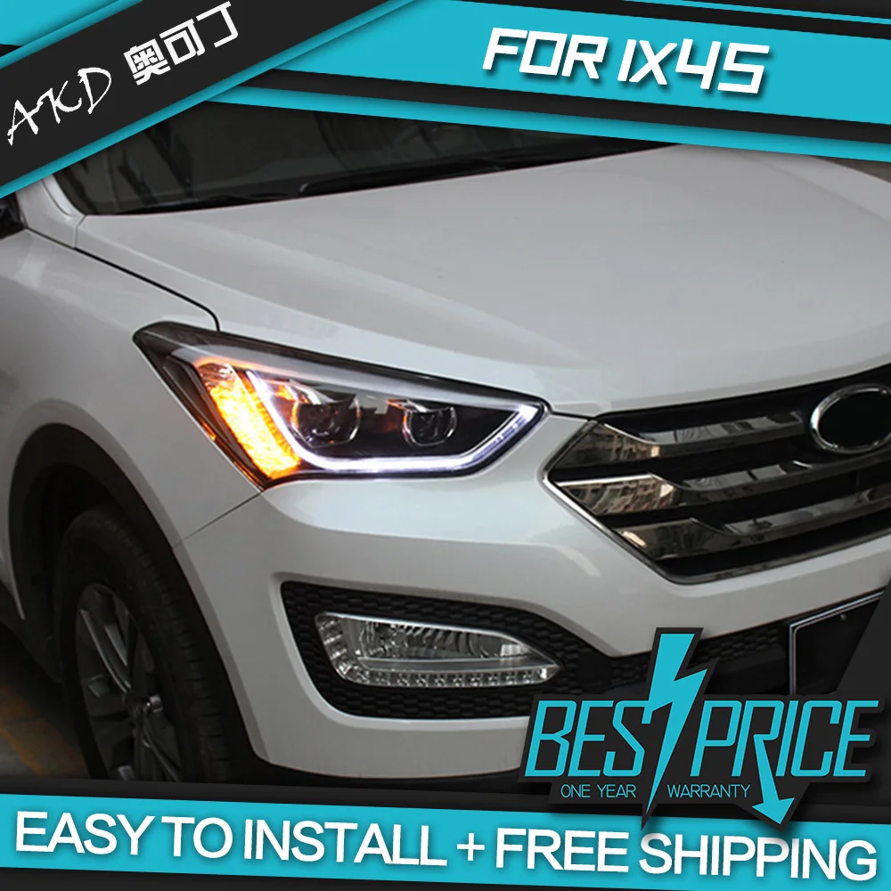 АКД автомобилей Стайлинг фар для hyundai ix45 Santa fe Santafe 2013 фары светодиодные ходовые огни Би-ксенона луча противотуманных фар ангельские глазки
