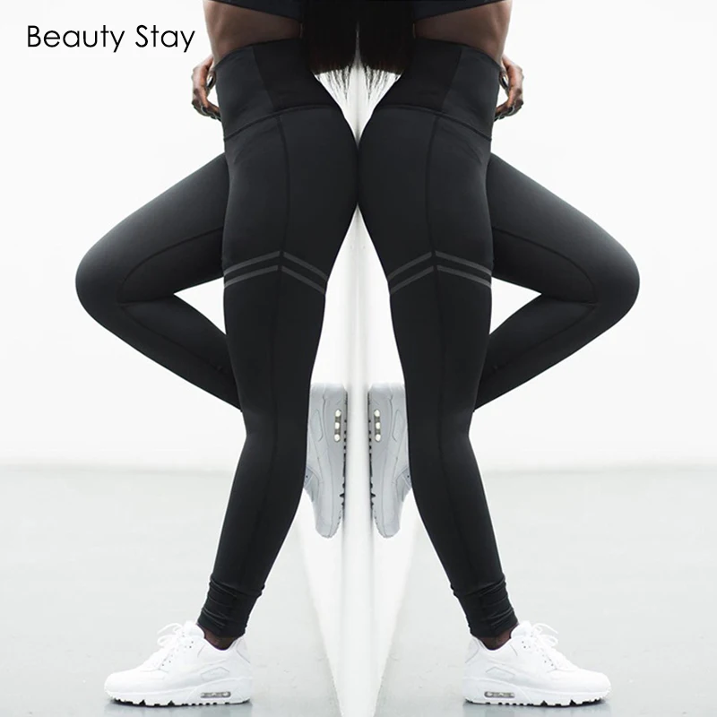 Beauty Stay/женские леггинсы с высокой талией в полоску лоскутные повседневные для