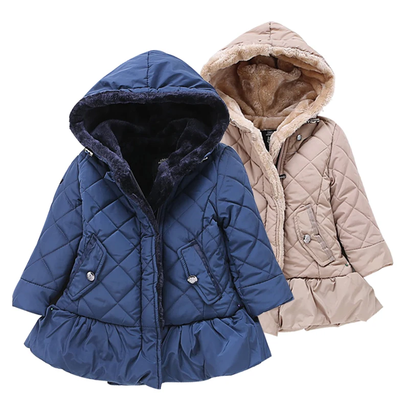 Зимняя куртка для девочек с капюшоном цветочным принтом дл зимнее пальто на