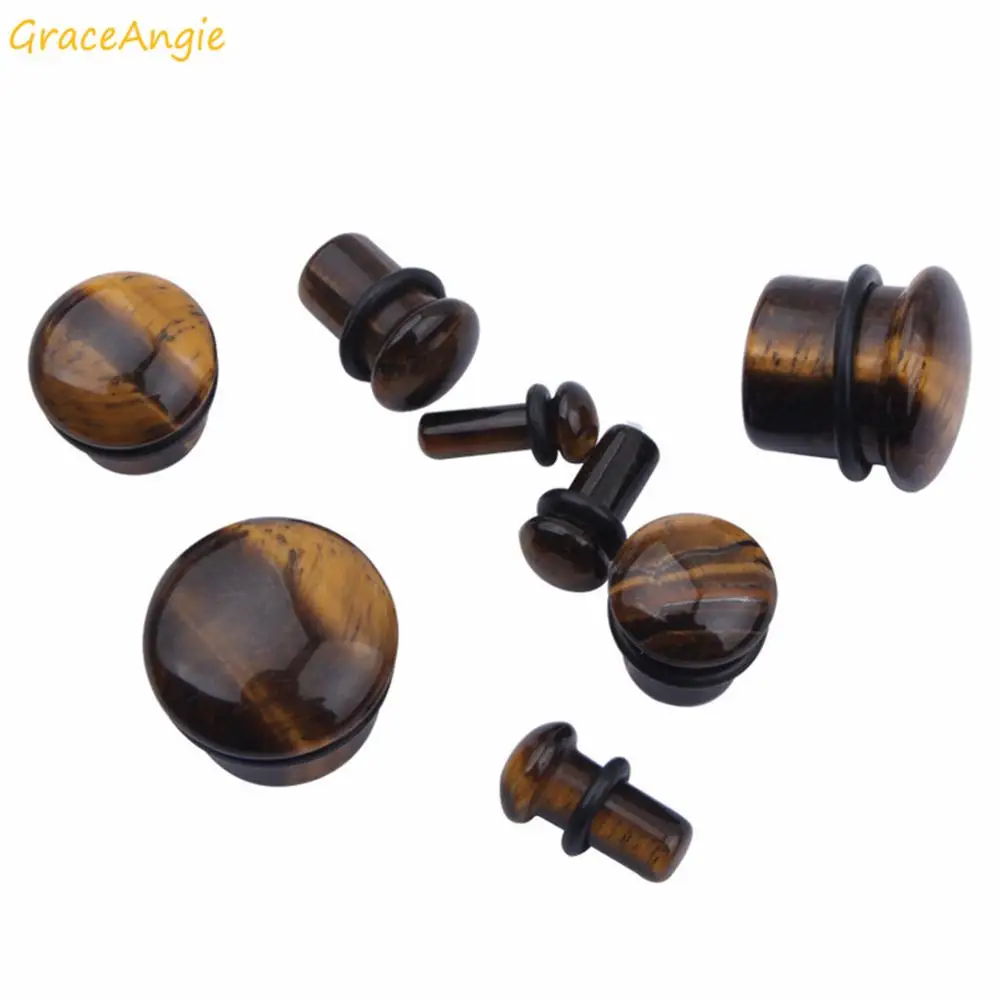 GraceAngie 2 шт./лот круглые тигеритовые затычки для ушей туннель искусственный камень