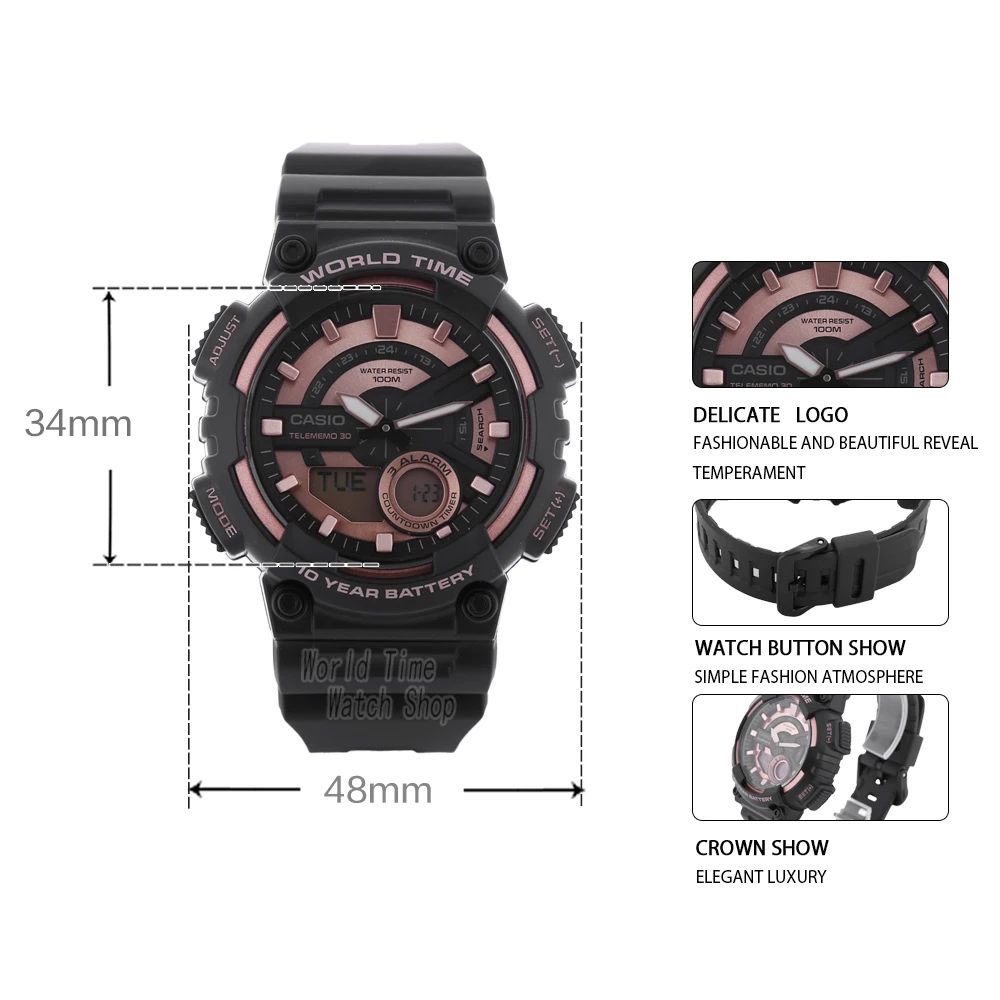 Casio часы Лучшие продажи взрыва часы мужчины установить лучший бренд класса люкс LED военный цифровые часы спортивные 100м Водонепроницаемые кварцевые мужские часы relogio masculino reloj hombre erkek kol saati AEQ110