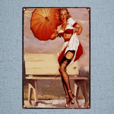 DU1187 PIN UP GIRL жестяная вывеска металлическая пластина железная живопись Гостиная стены бар кофе домашнего искусства Ремесло Декор 30X20 см DU-1186 - Цвет: DU1187