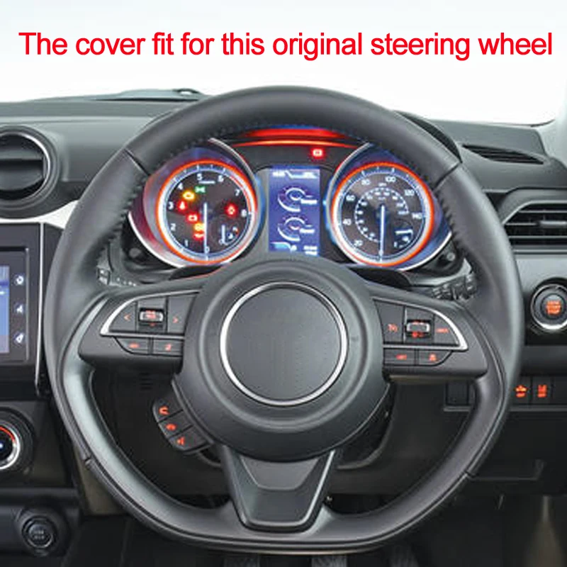 D образный автомобильный чехол на руль Volant из искусственной кожи для Suzuki Swift Оплетка на руль автомобильные аксессуары