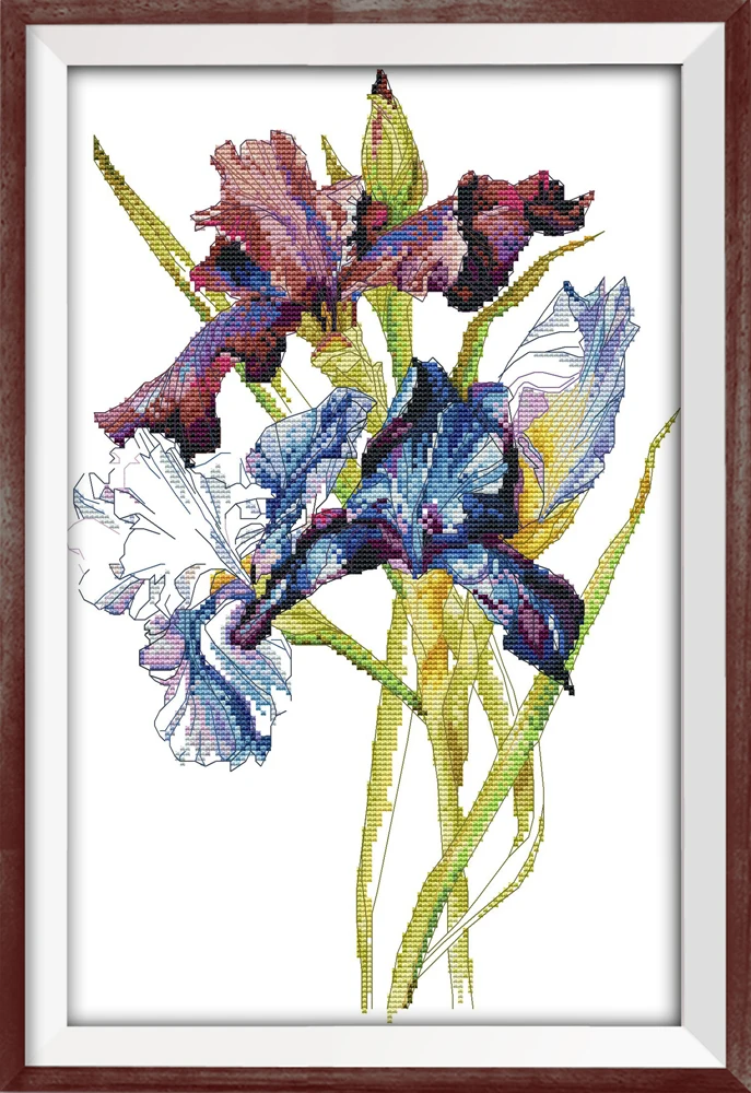 Iris flower diy decor paintings counted printed on the canvas DMC 11CT 14CT kits chinese Cross Stitch embroidery needlework Sets | Дом и сад