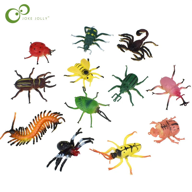 12 шт. имитация насекомых паук-Скорпион жук пчела сантиметр крикет игрушки