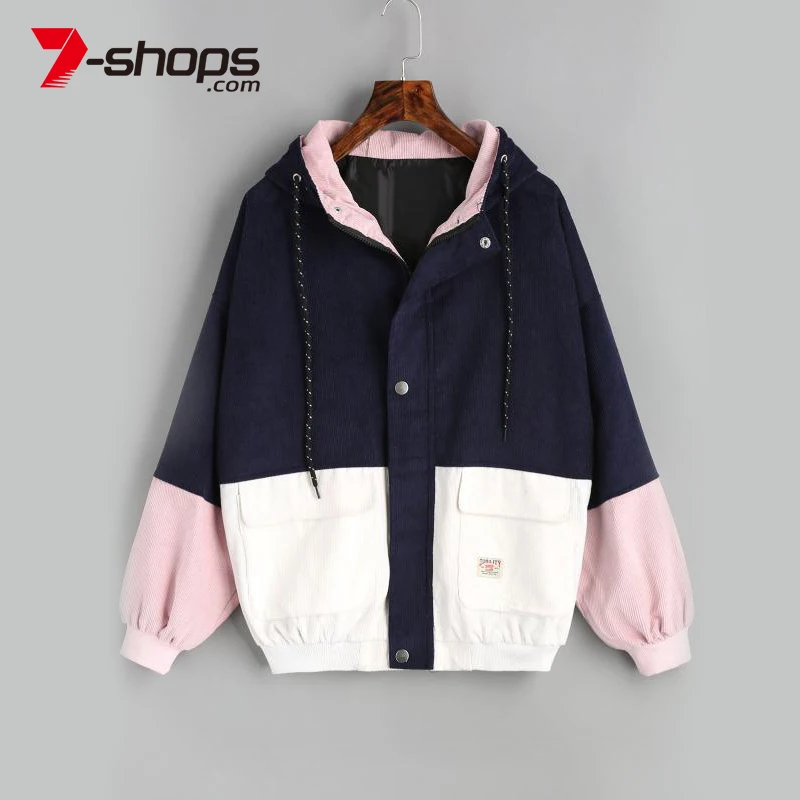 Зимнее женское пальто теплая Вельветовая куртка с капюшоном и карманами на