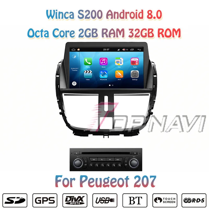 

Topnavi 7 "Восьмиядерный S200 Android 8,0 автомобильный DVD мультимедийный Авто плеер для Peugeot 207 аудио Радио стерео два DIN GPS навигация