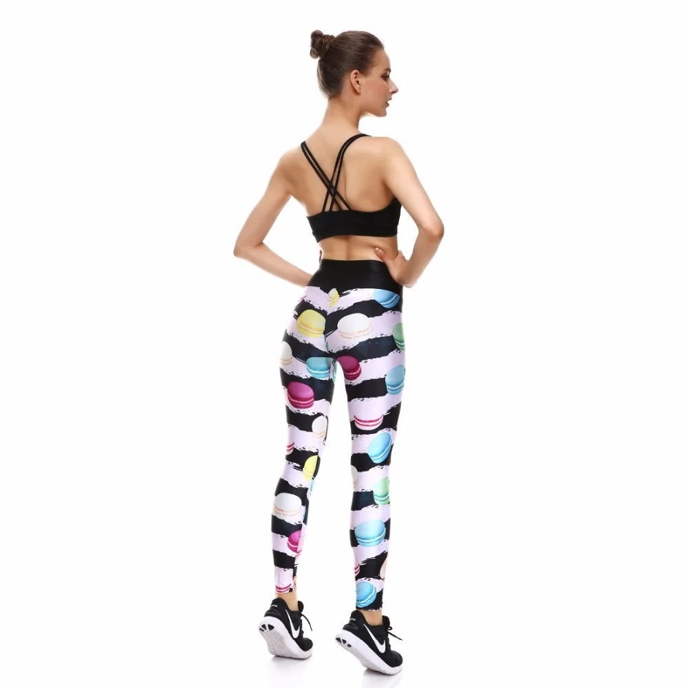 Pants Sexy New Sweet Cake Macaron Color Women's Digital Print LEGGINGS Big Hip High Waist Trousers Fitness | Женская одежда