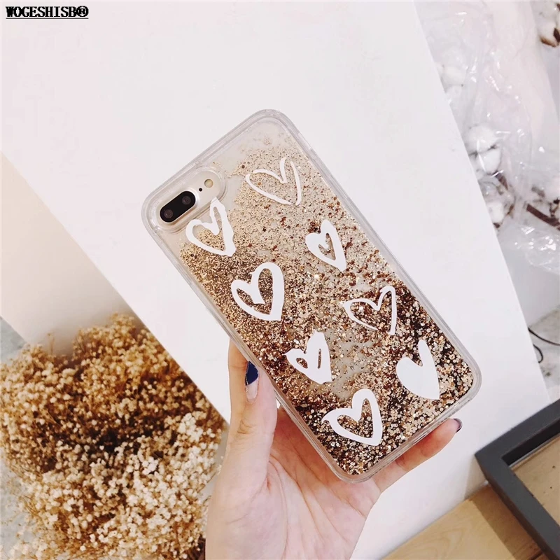Абстрактный сердце динамическая жидкость чехол для телефона iPhone 6 6s 7 8 plus X XR Xs 11 12