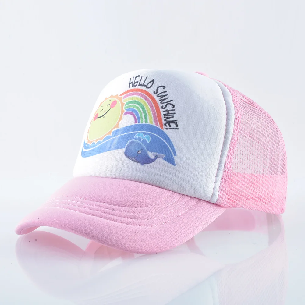 sunshine pink Hello Sunshine/Детская кепка, Детская летняя кепка-бейсболка, сетчатая Кепка для девочек, Кепка от солнца для мальчиков ясельного возраста - Цвет: sunshine pink