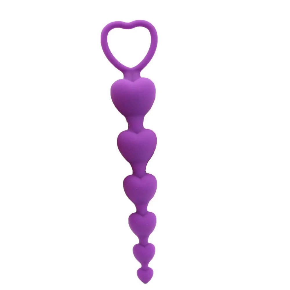 YEMA Ring-pull Heart Shaped Anal Beads Tail Plug Prostata Massage Silicone Butt For Adults Sex Toys for Woman Men Gay | Красота и