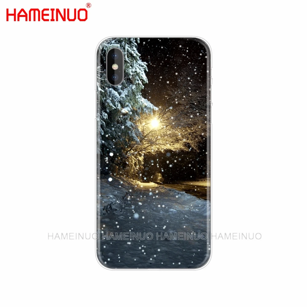 HAMEINUO пейзаж зимний светильник снег чехол для мобильного телефона iphone X 8 7 6 4 4S 5 5S SE 5c 6s plus XS XR XS MAX - Цвет: 43515