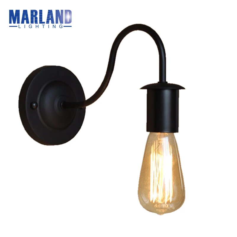 Простые черные гладить Крытый Настенные светильники для Спальня промышленных