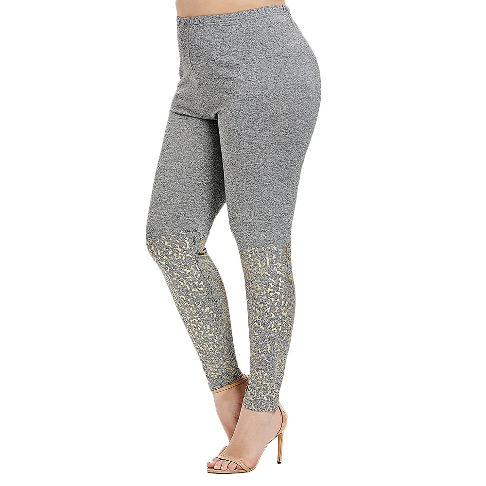 Плюс размер Эластичные Обтягивающие Леггинсы с высокой талией женские