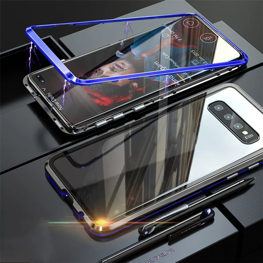 Luxury Aluminum for Galaxy S10 Cases Magnetic Adsorption Metal Case For Samsung S8 S9 Plus Note 8 9 Funda Coque |