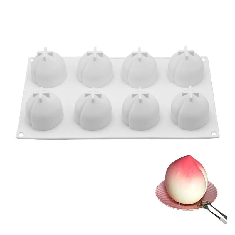 Peach Силиконовые 3D формы, фруктовые яблоки, лимон, мусс, форма для выпечки, шоколадный кекс, тарелка для торта, сделай сам, Маффин, помадка, кухонные инструменты для тортов - Цвет: Peach
