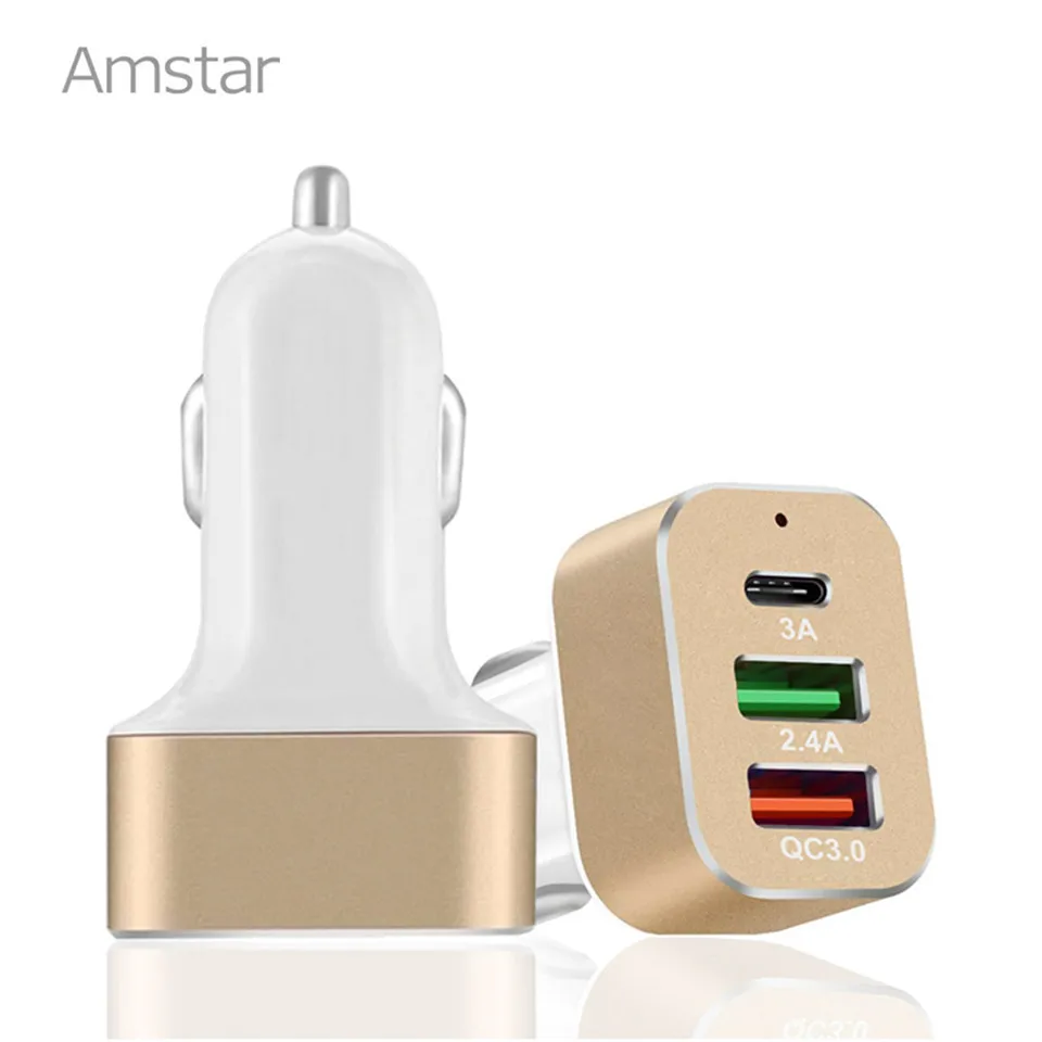 Amstar USB C автомобильное зарядное устройство с функцией быстрой зарядки 3 0 кабель