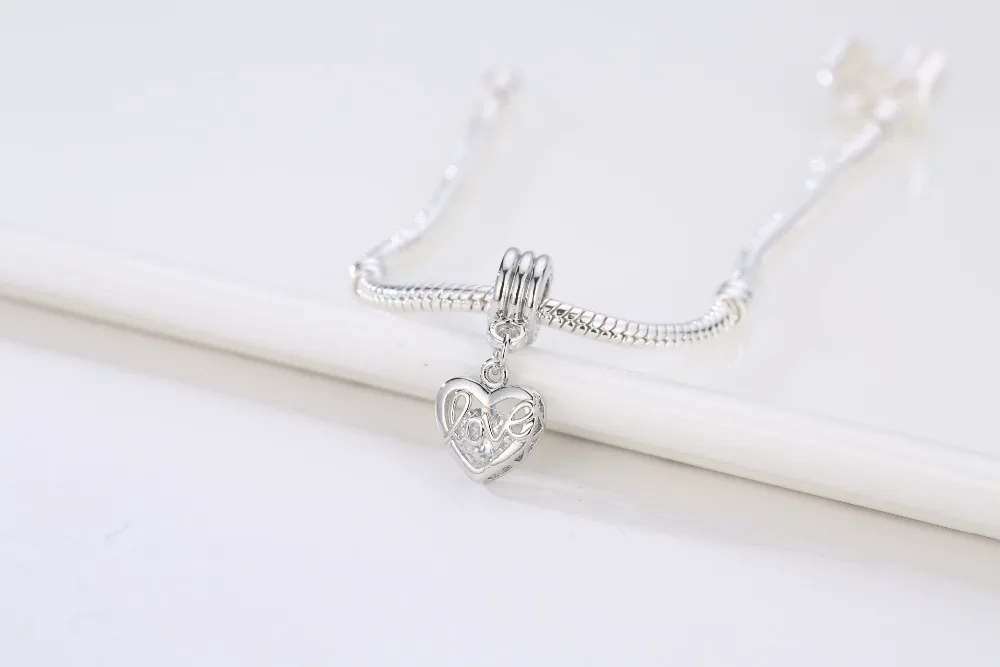 5PCS Jewelry Finding Big Crystal Heart Love Dangle Silver Plated Pendant Charm Fit DIY Original Bracelet Choker Couple | Украшения и