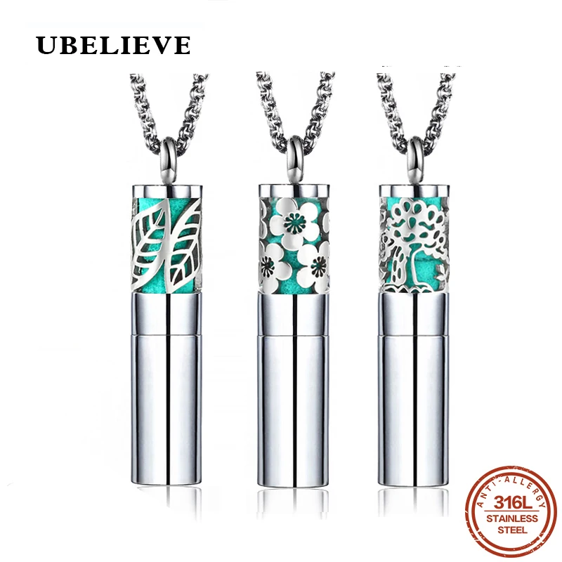 UBELIEVE Perfume Essential Oil Locket bottle Necklace 316L Stainless Steel Aromatherapy Diffuser Pendant necklace Jewelry Gift
