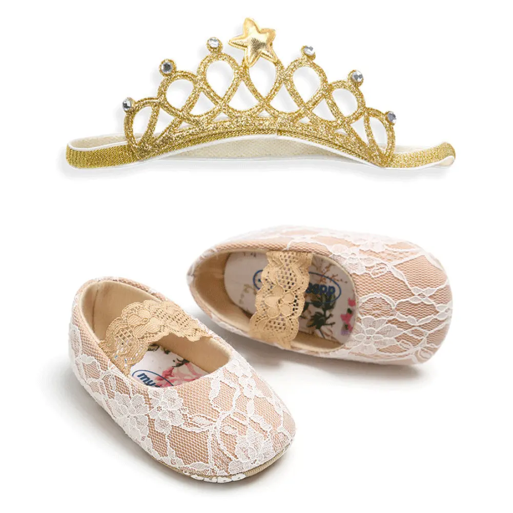 Обувь принцессы для новорожденных девочек кружевная обувь с цветочным рисунком