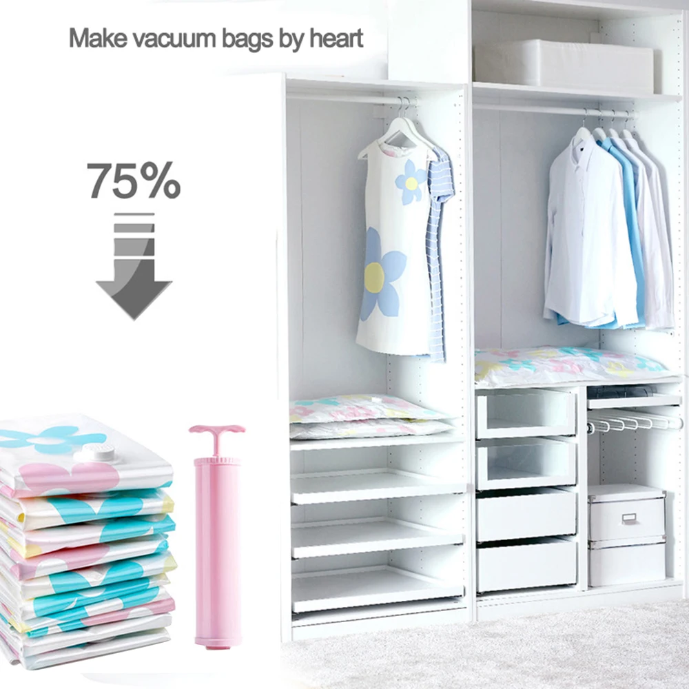 11 шт./компл. Вакуумный Мешок Для Хранения пакет с ручным насосом многоразовые