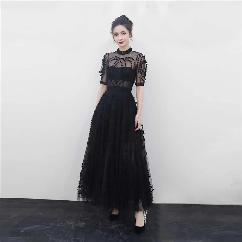 Женское вечернее платье Angelababy элегантное короткое Прозрачное с сеткой для