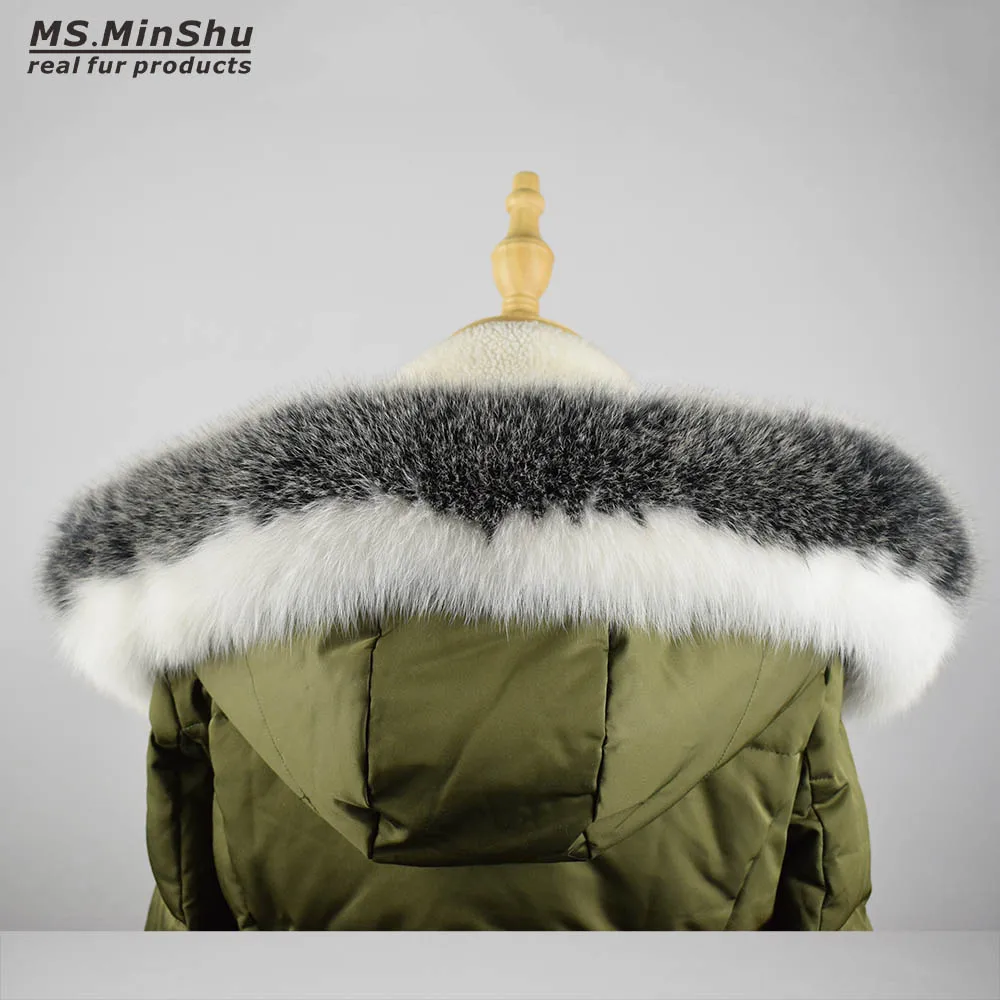 Воротник с лисьим мехом Ms. MinShu воротник капюшоном из 100% натурального меха лисы