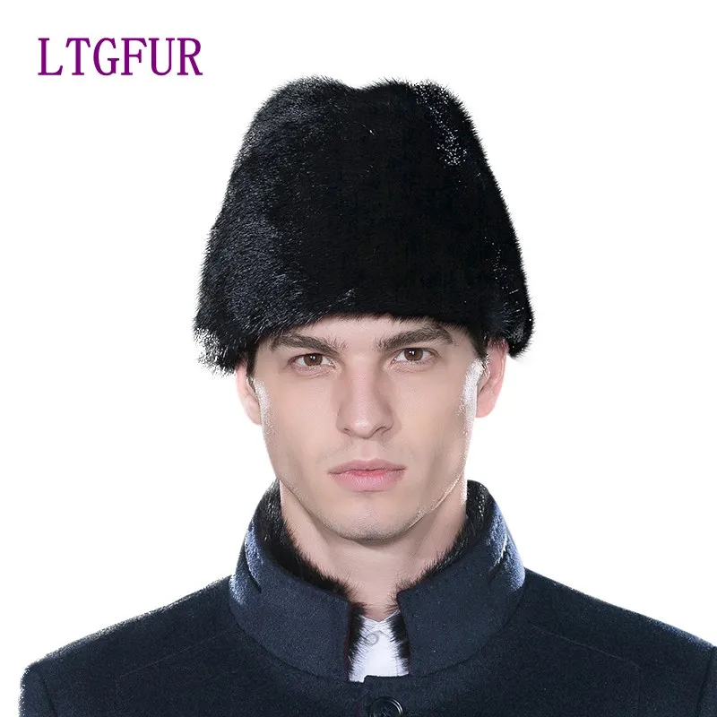 LTGFUR брендовые меховые шапки для мужчин натуральный мех норки Теплая мужская