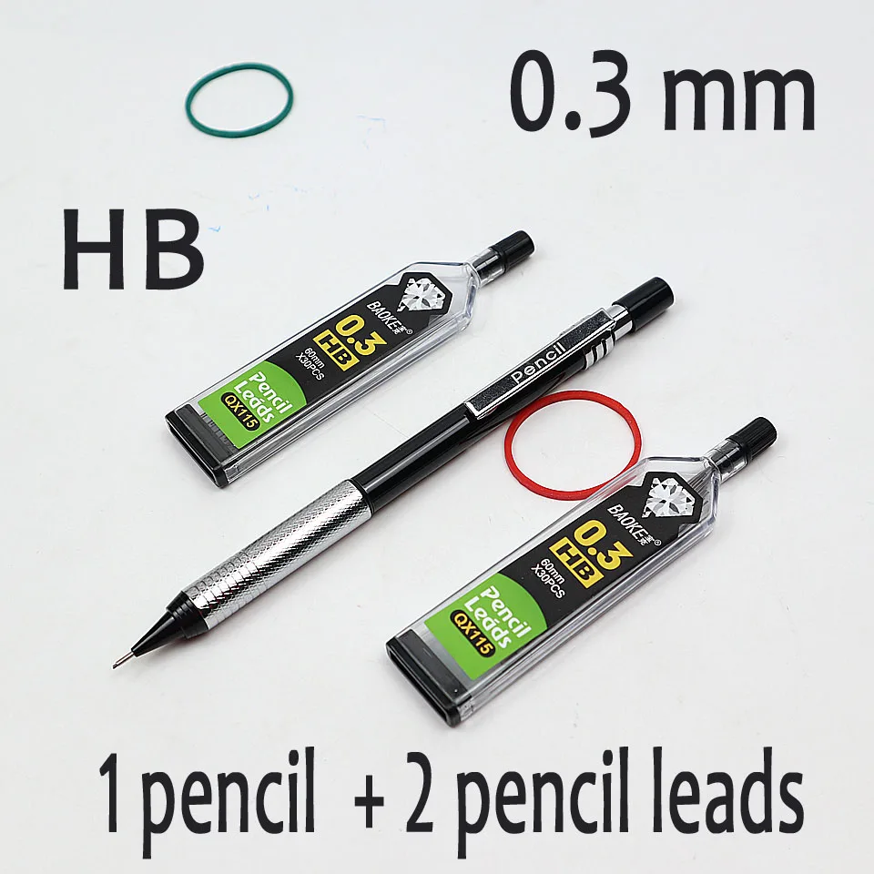 0.3mm-HB Высококачественный полностью металлический механический карандаш ZD125 0,3~ 0,9 мм для профессиональной живописи и письма школьные принадлежности отправка 2 заправки - Цвет: 0.3mm-HB