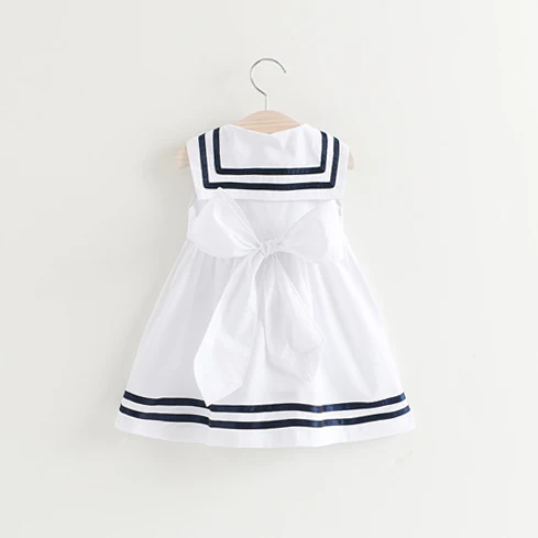 School Dress Girl Sailor Baby Wear Navy Style Sundress Girls Sleeveless Summer Deguisement Butterfly for Kids | Детская одежда и