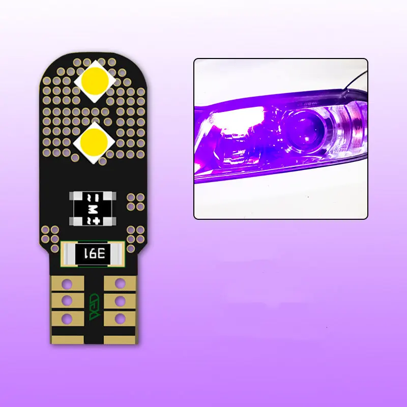 Purple 2 шт. T10 светодиодный светильник Canbus W5W поворотные боковые огни супер яркие автомобильные огни 3 Вт 194 автомобильные аксессуары габаритная лампа для чтения 12В - Испускаемый цвет: Purple