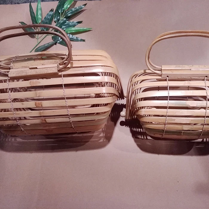 Корзина Bamboo сумка для женщин большой соломенная летняя выдалбливают Tote