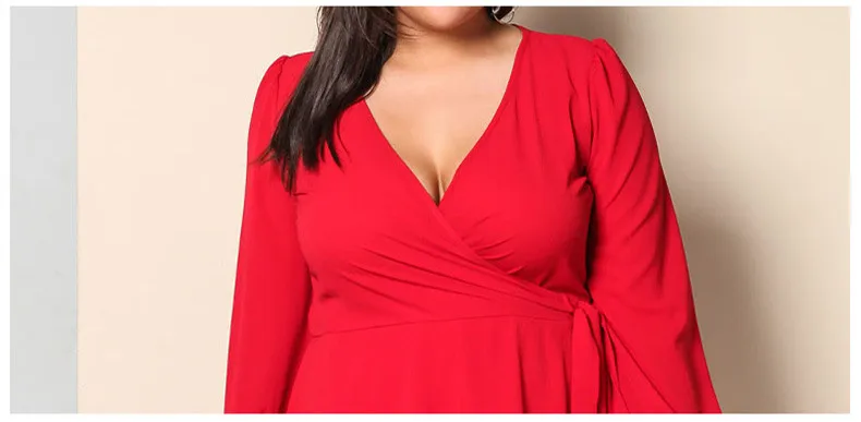 Женское платье миди с V образным вырезом большого размера|vestidos plus|plus size dressdresses big