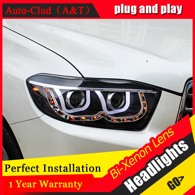 Автомобильный Стайлинг для TOYOTA фара Highlander Головной фонарь Angel eye светодиодный
